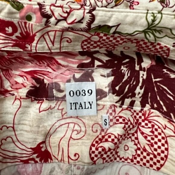 0039 Italy Long Sleeve Button Down Blouse Top Floral Cotton - Picture 4 of 4